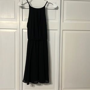 Blue Rain. High neck all black dress. Waisted band. Women’s small